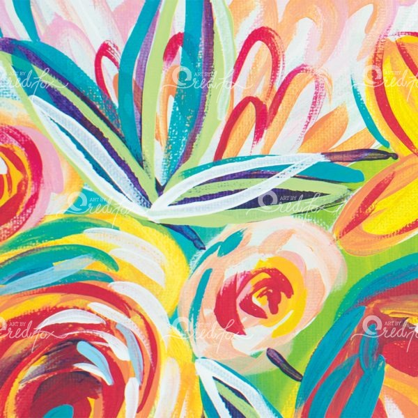Close up of Abstract Bright Boquet art.
